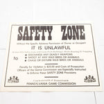 New VTG PA Game Commission Safety Zone 11"x14" Sign Poster Mancave Hunting Decor