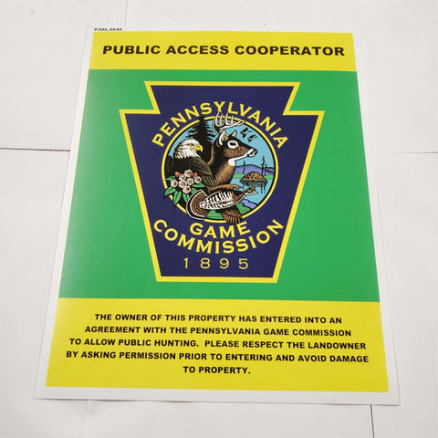 VTG PA Game Commission Public Access Cooperator Sign Poster Mancave Hunting Deco
