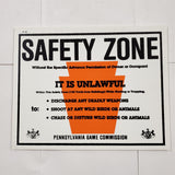 VTG PA Game Commission Safety Zone 11"x14" Sign Poster Mancave Hunting Decor New