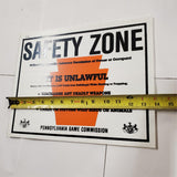 VTG PA Game Commission Safety Zone 11"x14" Sign Poster Mancave Hunting Decor New