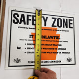 VTG PA Game Commission Safety Zone 11"x14" Sign Poster Mancave Hunting Decor New