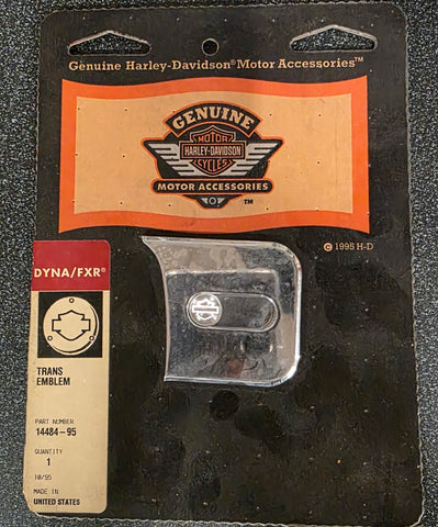 OEM Harley Davidson Chrome Billet Transmission Emblem NOS Dyna FXR 14484-95