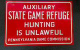 VTG 1940s-1950s PA Game Commission State Game Refuge Unlawful Metal Tin Sign