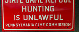 VTG 1940s-1950s PA Game Commission State Game Refuge Unlawful Metal Tin Sign
