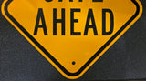 VTG Yellow Black Aluminum "Gate Ahead' Reflective Warning Sign Collectible Retro