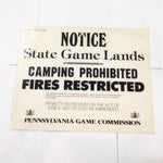 VTG Pa State Game Commission Notice State Game Lands Fiberglass Sign March 1980