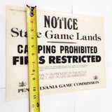 VTG Pa State Game Commission Notice State Game Lands Fiberglass Sign March 1980