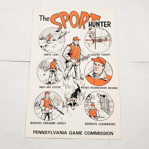 New VTG Pennsylvania State Game Commission Sport Hunter Sign Poster Hunter Deer!