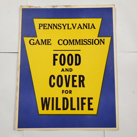 VTG Original July 1963 Pennsylvania Game Commission Food Cover Wildlife Sign