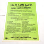 New VTG Pa State Game Commission Green "Game Lands Public" Hunting Aug 1982 Sign
