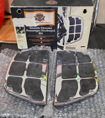 OEM Harley Davidson Smooth Chrome Passenger Floorboards NOS Touring FLT 50296-02