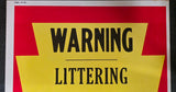 VTG 1973 Pennsylvania Game Commission "No Littering" Collectible Warning Sign