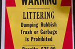 VTG 1973 Pennsylvania Game Commission "No Littering" Collectible Warning Sign