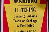 VTG 1973 Pennsylvania Game Commission "No Littering" Collectible Warning Sign