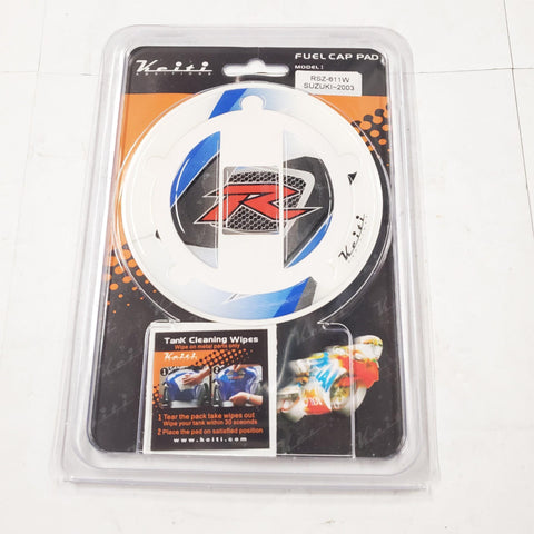 New Keiti Motorcycle Fuel Tank Cap Protector Pad White/Blue 2003 Suzuki RSZ-611W