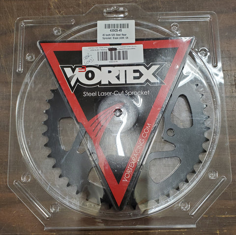 Vortex Racing Steel Laser Cut Black Rear 45T Sprocket Kawasaki Yamaha 435CS-45