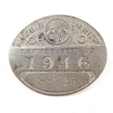 Vtg Official ID 1946 Ohio Registered Chauffeur License Badge Metal Hat Pin 88925