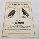 VTG RARE 1970s Wildlife Pennsylvania Game Commission No Killing Bald Eagles Sign