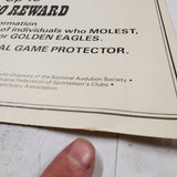 VTG RARE 1970s Wildlife Pennsylvania Game Commission No Killing Bald Eagles Sign