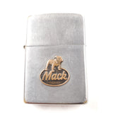 Vtg 1974 Zippo Cigarette Lighter Mack Bulldog Logo Brushed Chrome Nice Snap USA!