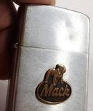 Vtg 1974 Zippo Cigarette Lighter Mack Bulldog Logo Brushed Chrome Nice Snap USA!