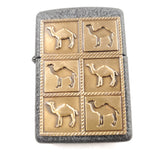 Vtg Unfired 1994 Zippo Cigarette Lighter Black Matte 6 Panel Camel Herd!