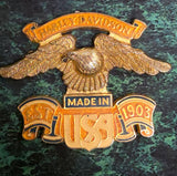 Vtg USA Eagle Emblem Medallion Harley OEm Sissybar Battery cover Derby Coil!