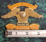 Vtg USA Eagle Emblem Medallion Harley OEm Sissybar Battery cover Derby Coil!
