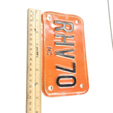 VTG Motorcycle License Plate Orange & Black Personalized No State 1970s RHV70 MC