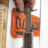 VTG Motorcycle License Plate Orange & Black Personalized No State 1970s RHV70 MC