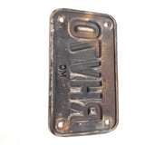 VTG Motorcycle License Plate Orange & Black Personalized No State 1970s RHV70 MC