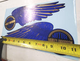 Gas Tank Decals Harley FLH Shovelhead Ball Wing Pr Stickers BLUE/GOLD FLT VTG FX