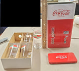 Coca Cola 1999 4 piece 8oz Glass Set With Coke Machine Tin Anchor Hoking