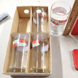 Coca Cola 1999 4 piece 8oz Glass Set With Coke Machine Tin Anchor Hoking