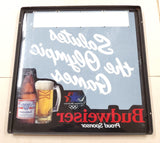 Plastic Bud Light Beer Sign 1984 Olympic Games Advertisement Breweriana 18" x 18