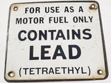 Vtg CONTAINS LEAD TETRAETHYL Porcelain Gas Pump Sign Oil Bennett Visible Antique