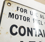 Vtg CONTAINS LEAD TETRAETHYL Porcelain Gas Pump Sign Oil Bennett Visible Antique