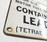 Vtg CONTAINS LEAD TETRAETHYL Porcelain Gas Pump Sign Oil Bennett Visible Antique