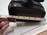 Vintage Black Leather Motorcycle Tool Bag Pouch Concho Buckle Straps 10" x 6"