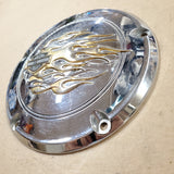 Gold Flame Collection Derby cover Twin CAm 5 bolt softail Dyna Touring Harley