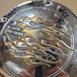 Gold Flame Collection Derby cover Twin CAm 5 bolt softail Dyna Touring Harley