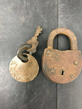 VINTAGE PADLOCK WITH KEY E EAGLE SOLID BRASS ANTIQUE TOOLS LOCKSMITH  LOCK KEYS