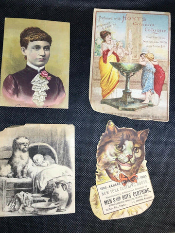 ANTIQUE AD TRADING CARDS DR. METTAUR'S HEADACHE PILL HOYTS GERMAN COLOGNE 1880'S