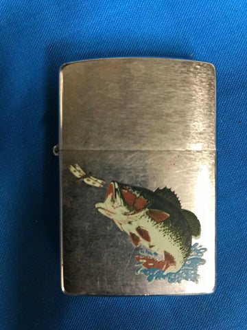 1994 BLACK ZIPPO BASS LIGHTER TOBACCIANA SMOKING FISH