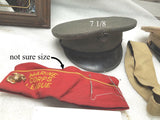 WW2 Dress Hat Cap Gloves Gun Belt Charm Bracelet Buckle Officer grouping Marines