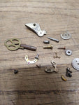 Vtg 25 Piece Pocket Watch Parts Lot Assortment Winding Key Pallet Bridge Hands
