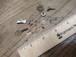 Vtg 25 Piece Pocket Watch Parts Lot Assortment Winding Key Pallet Bridge Hands