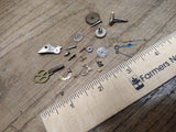 Vtg 25 Piece Pocket Watch Parts Lot Assortment Winding Key Pallet Bridge Hands