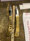 Vintage Brass Pocket Knifes 4" Folding Egyptian hieroglyphics Lockback Blade Lot