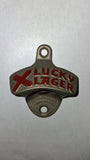 Vintage Lucky Lager STARR X Wall Mount Bottle Opener Made in USA Pat 1943